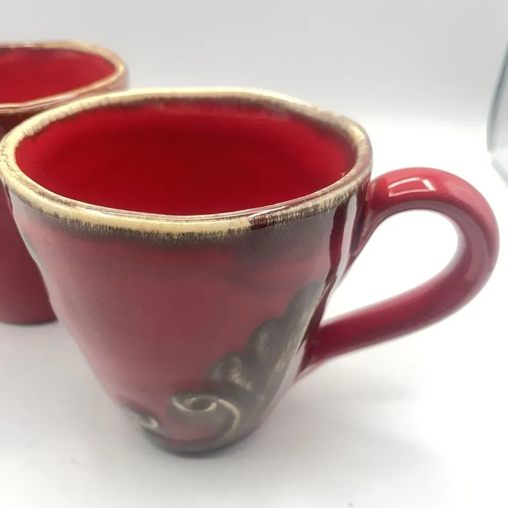Pier 1 Vania Deep Red Mugs - Set Of 2